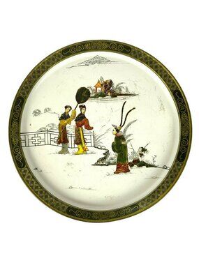 Tang Dynasty Love Story Metal Tray Chinese Theme Sunshine Biscuits Round 13.5 in
